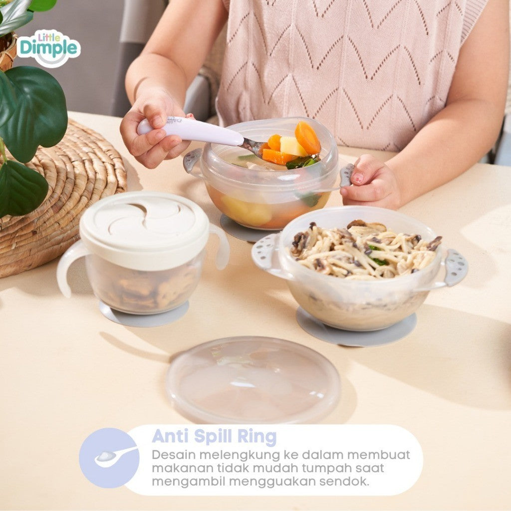 Little Dimple 3in1 Mess-Free Bowl Set Mangkok Anti Tumpah Snack Bowl