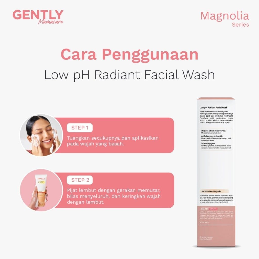 GENTLY Mamacare Low pH Radiant Facial Wash | Rainbow Algae + 11x Hyaluronan + 5x Ceramide + 5x Soothing Agents | Skincare Ibu Hamil dan Menyusui Terdaftar BPOM | Sabun Cuci Muka Gentle yang Mampu Menghidrasi dan Menyejukkan Kulit