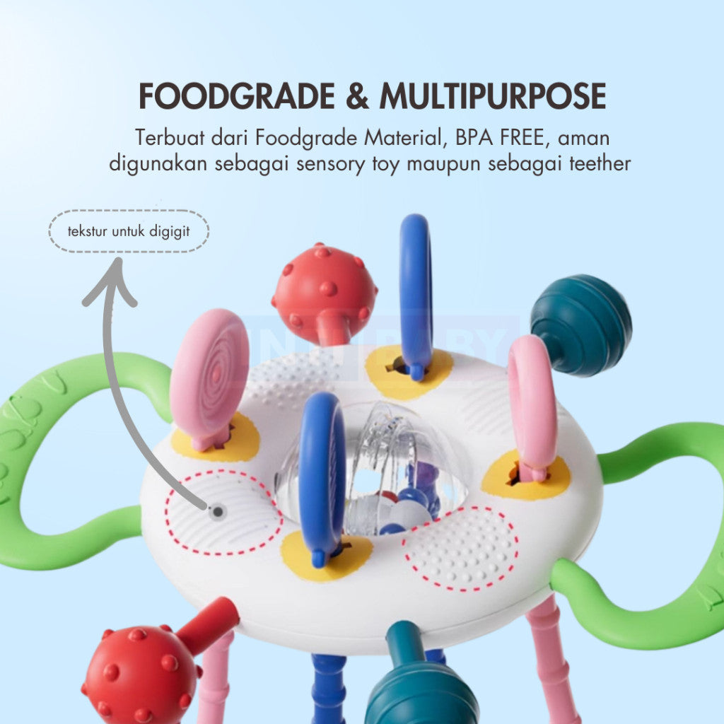 INTI BABY - Jellyfish Sensory Toy  - Rattle Toys - Teether - Mainan Edukasi Anak