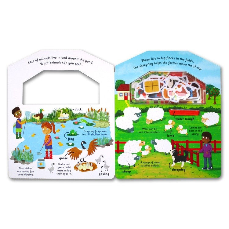 [Priddy Books] Stick & Play My Busy Barn / My Toolbox Sticker Board Book with reusable stickers (bisa copot-tempel)