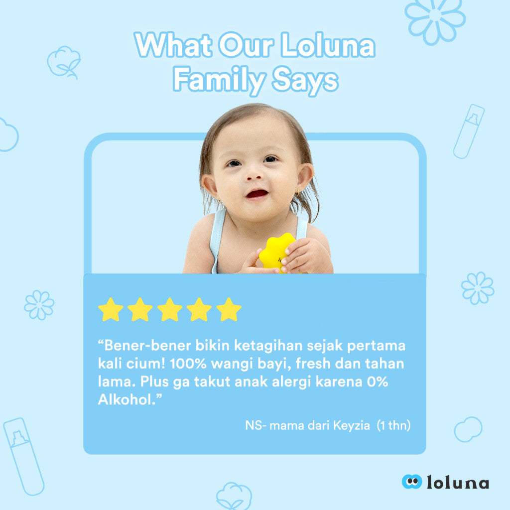 Loluna Baby Cologne - Parfum Bayi tahan lama untuk Kulit Sensitif  - Non Alkohol/Aman untuk newborn