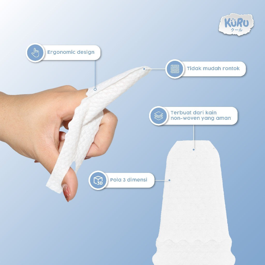 Kuru Oral Cleaner Finger Wipes | Pembersih Lidah Gigi Gusi Mulut isi 30pcs
