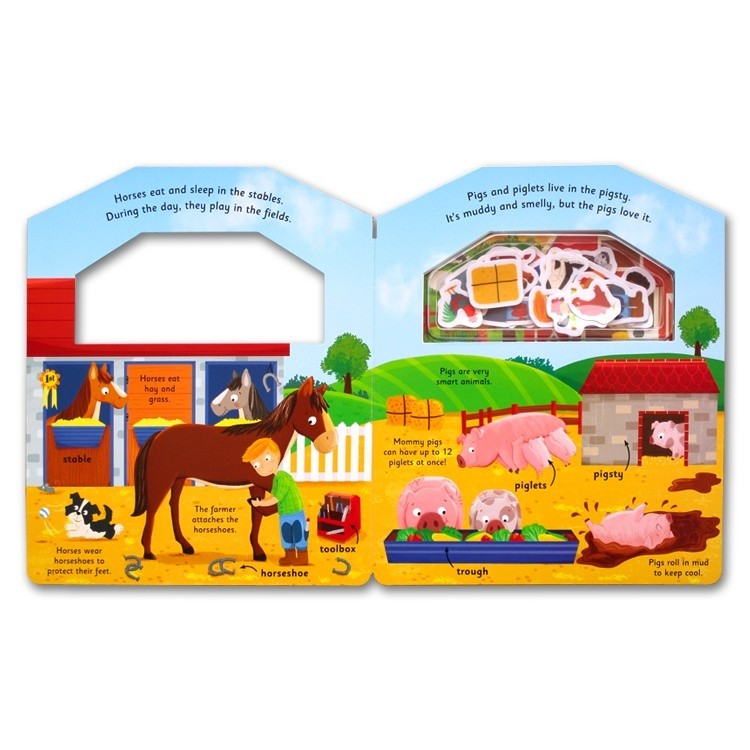 [Priddy Books] Stick & Play My Busy Barn / My Toolbox Sticker Board Book with reusable stickers (bisa copot-tempel)