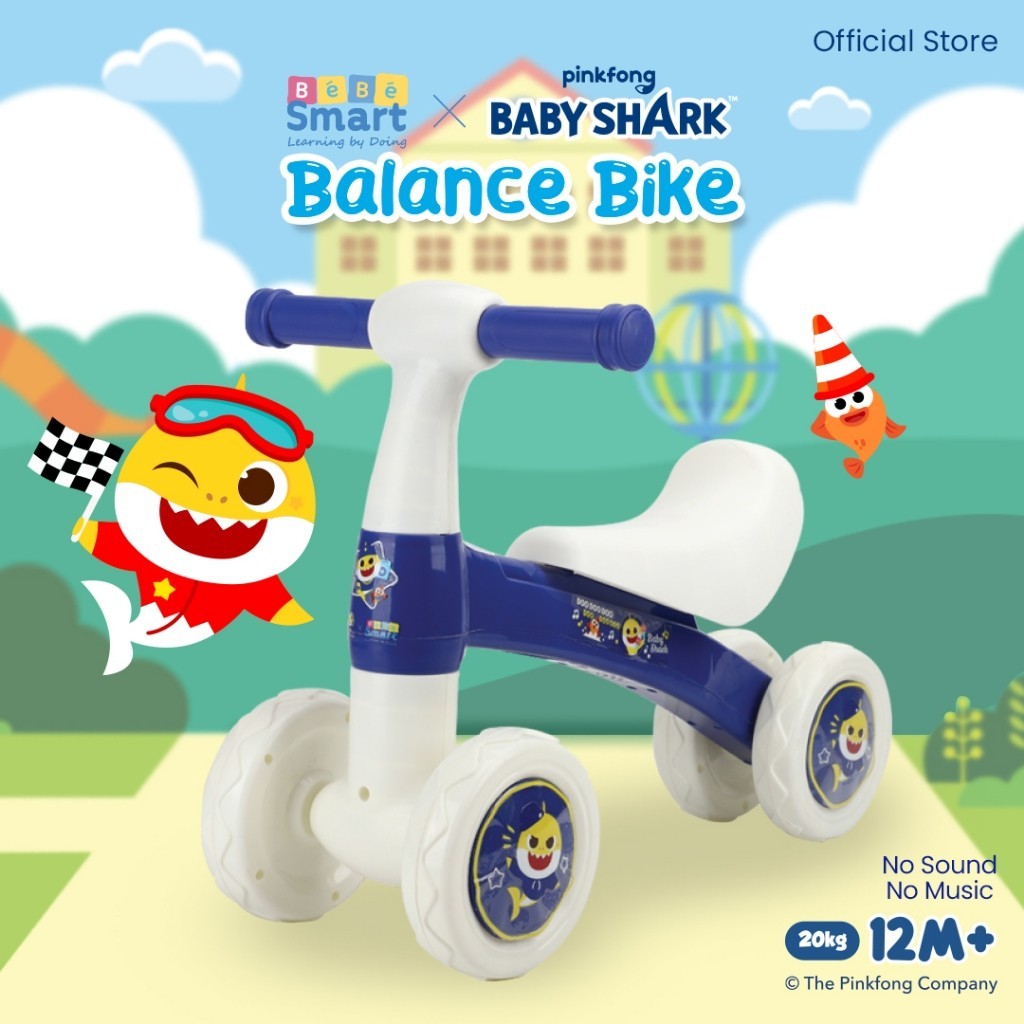 BEBE SMART Bebesmart Pink Fong Baby Shark Balance Bike / Sepeda Anak / Mainan Sepeda / Ride On