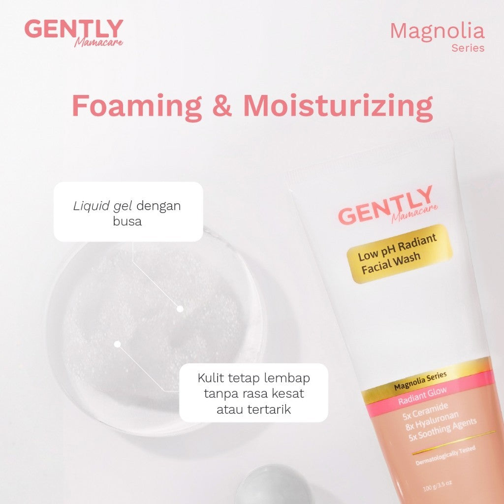 GENTLY Mamacare Low pH Radiant Facial Wash | Rainbow Algae + 11x Hyaluronan + 5x Ceramide + 5x Soothing Agents | Skincare Ibu Hamil dan Menyusui Terdaftar BPOM | Sabun Cuci Muka Gentle yang Mampu Menghidrasi dan Menyejukkan Kulit