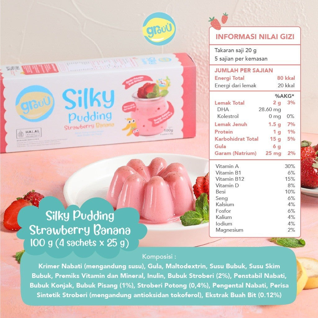 Grouu Silky Pudding / Bubuk Pudding Lembut Bayi MPASI 100gr / Snack MPASI / Cemilan Bayi