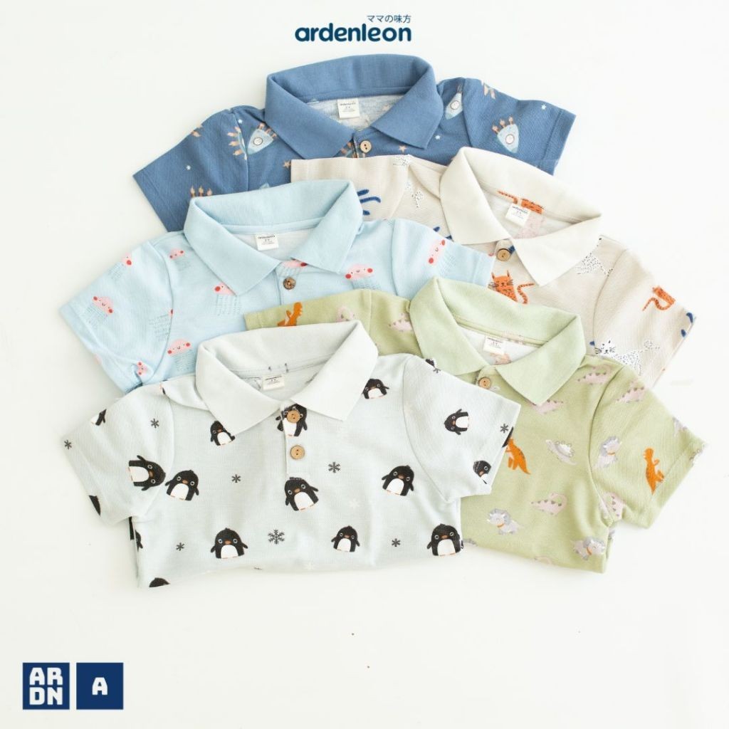 ARDENLEON Kemeja Polo Anak Basic Polo Shirt Print Unisex