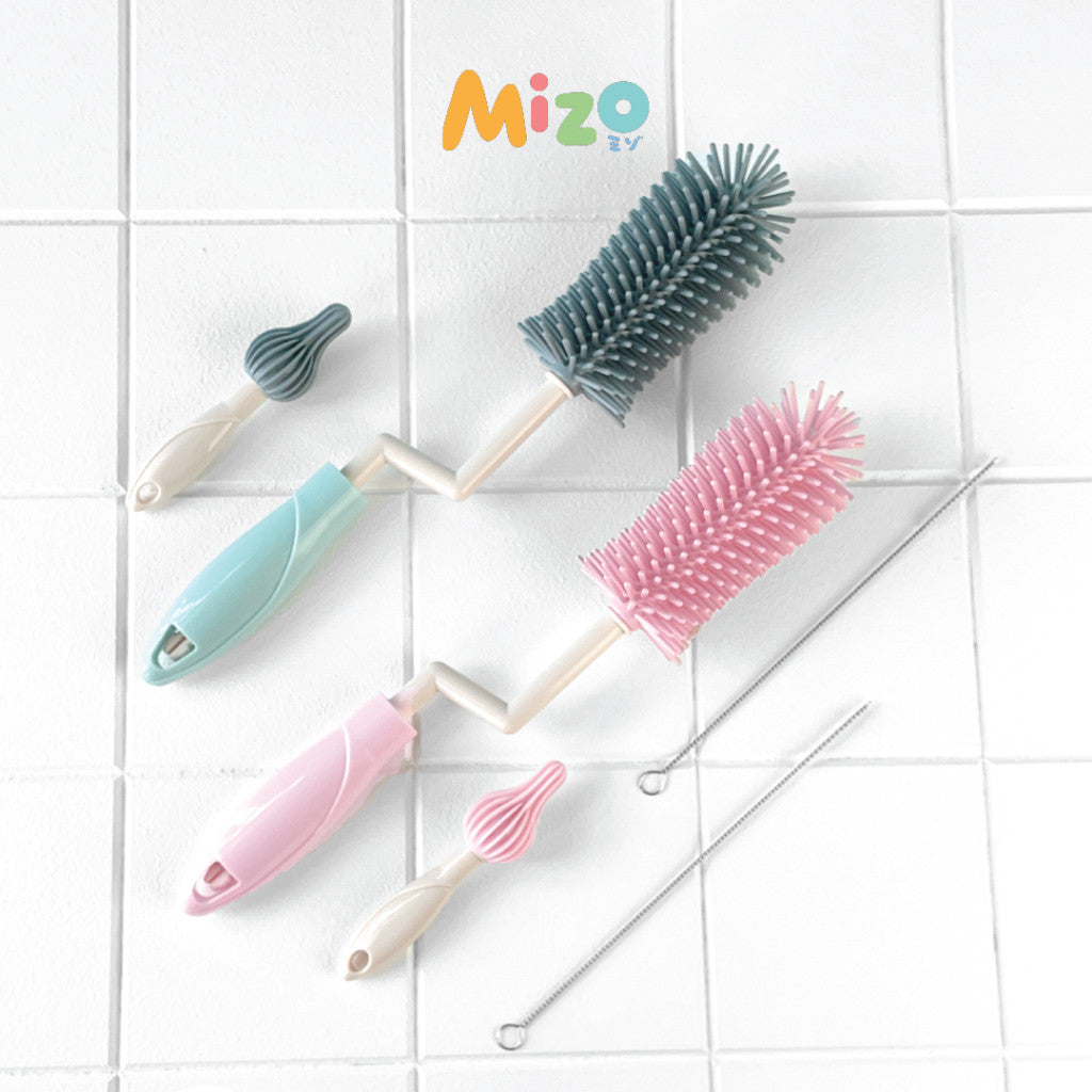 MIZO Silicone Bottle Nipple Straw Cleaning Brush Set Sikat Pencuci Botol