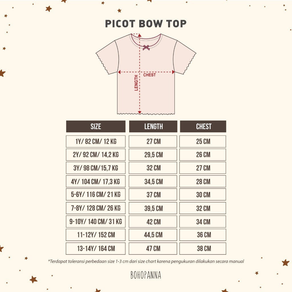 BOHOPANNA - PICOT BOW TOP - KAOS ANAK PEREMPUAN