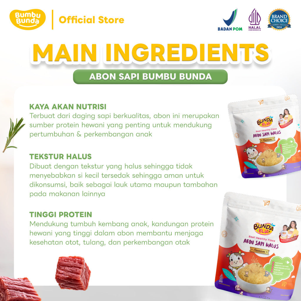 Bumbu Bunda Elia Abon Halus Premium 45gr - Abon MPASI | Abon Sapi Abon Ayam / Abon Cipung  | non MSG