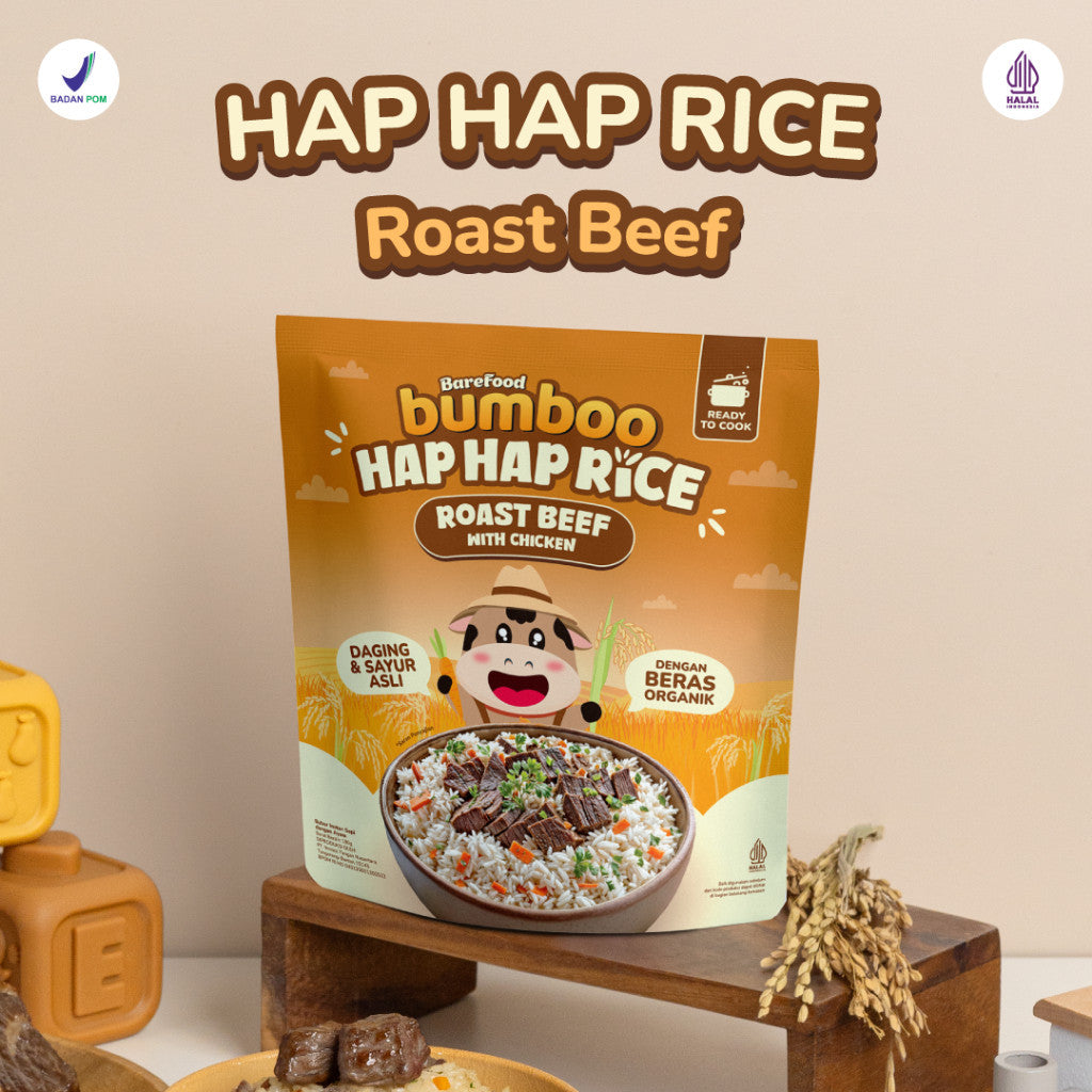 BUMBOO Hap Hap Rice - 100% Beras Organik Tanpa Pestisida - Double Protein Hewani - Bahan Alami - Tanpa Pengawet