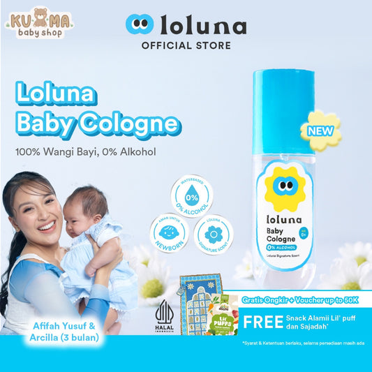 Loluna Baby Cologne - Parfum Bayi tahan lama untuk Kulit Sensitif  - Non Alkohol/Aman untuk newborn