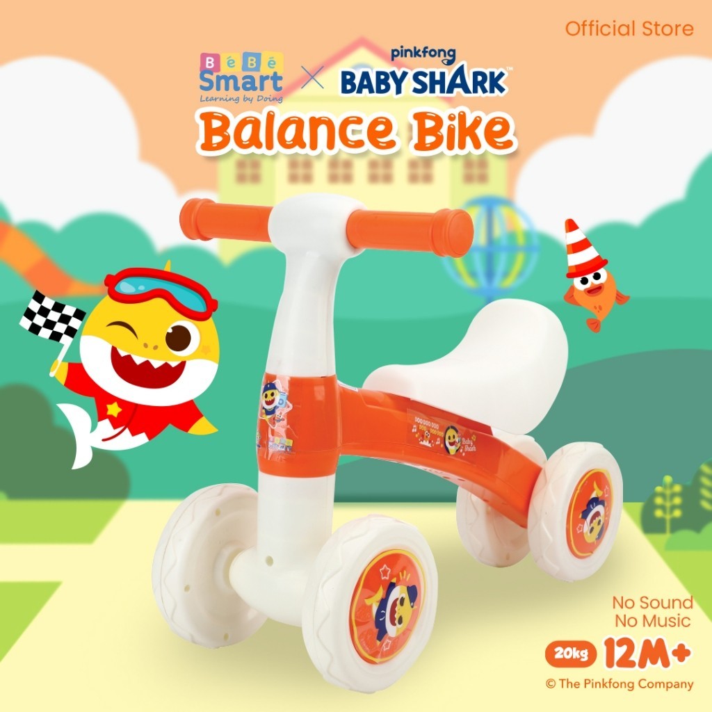 BEBE SMART Bebesmart Pink Fong Baby Shark Balance Bike / Sepeda Anak / Mainan Sepeda / Ride On
