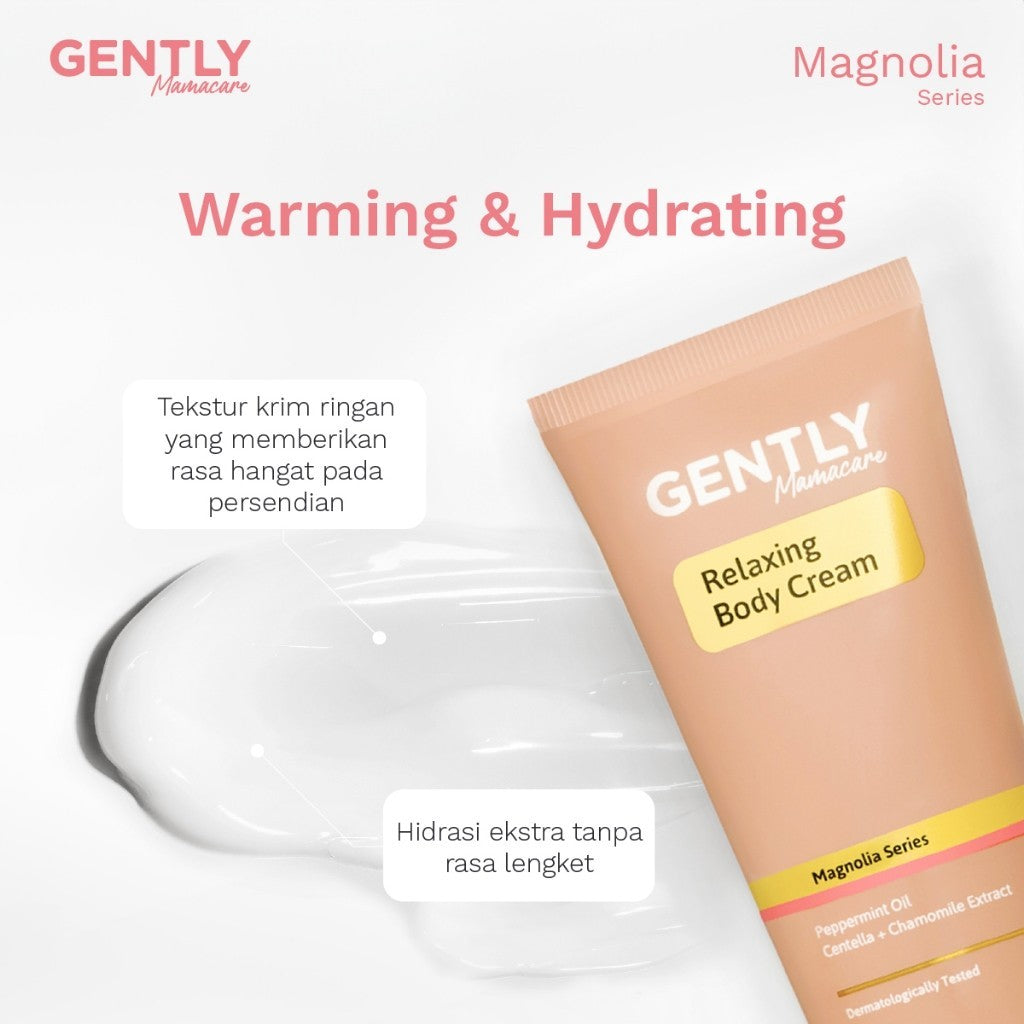 GENTLY Mamacare Relaxing Body Cream | Arnica Oil + Peppermint Oil + Centella Extract | Skincare Ibu Hamil dan Menyusui Terdaftar BPOM | Cream yang Memberikan Rasa Nyaman Tubuh dan Melancarkan Sirkulasi Darah