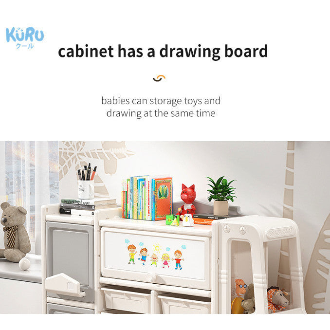 Kuru F05 Bus Design Kids Toy Storage Organizer Plastic Cabinet | Rak Lemari Mainan Anak Multifungsi