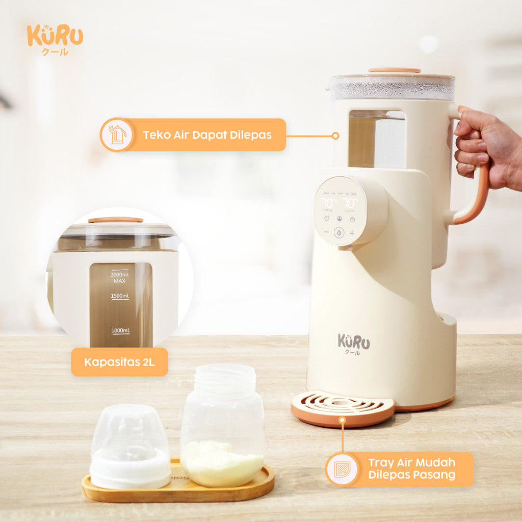 Kuru Smart Water Dispenser 2L | Pemanas Air Susu Bayi, Kopi & Teh | Touch Screen + Child Lock