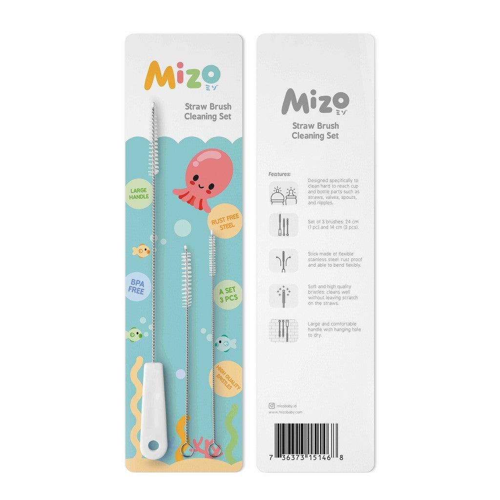 MIZO Straw Brush Cleaning Set Sikat Pencuci Sedotan Botol Minum Anak