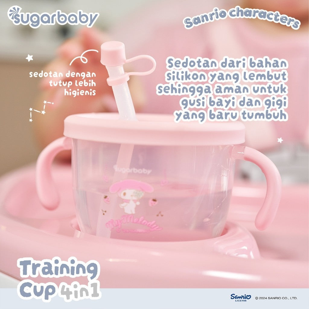 Sugarbaby Sugar Baby Training Cup 4in1 Sanrio Collection/Gelas Anak BPA FREE/Cangkir Bayi/Gelas MPASI Anti Bocor dan Tumpah/Straw Training Mug Baby