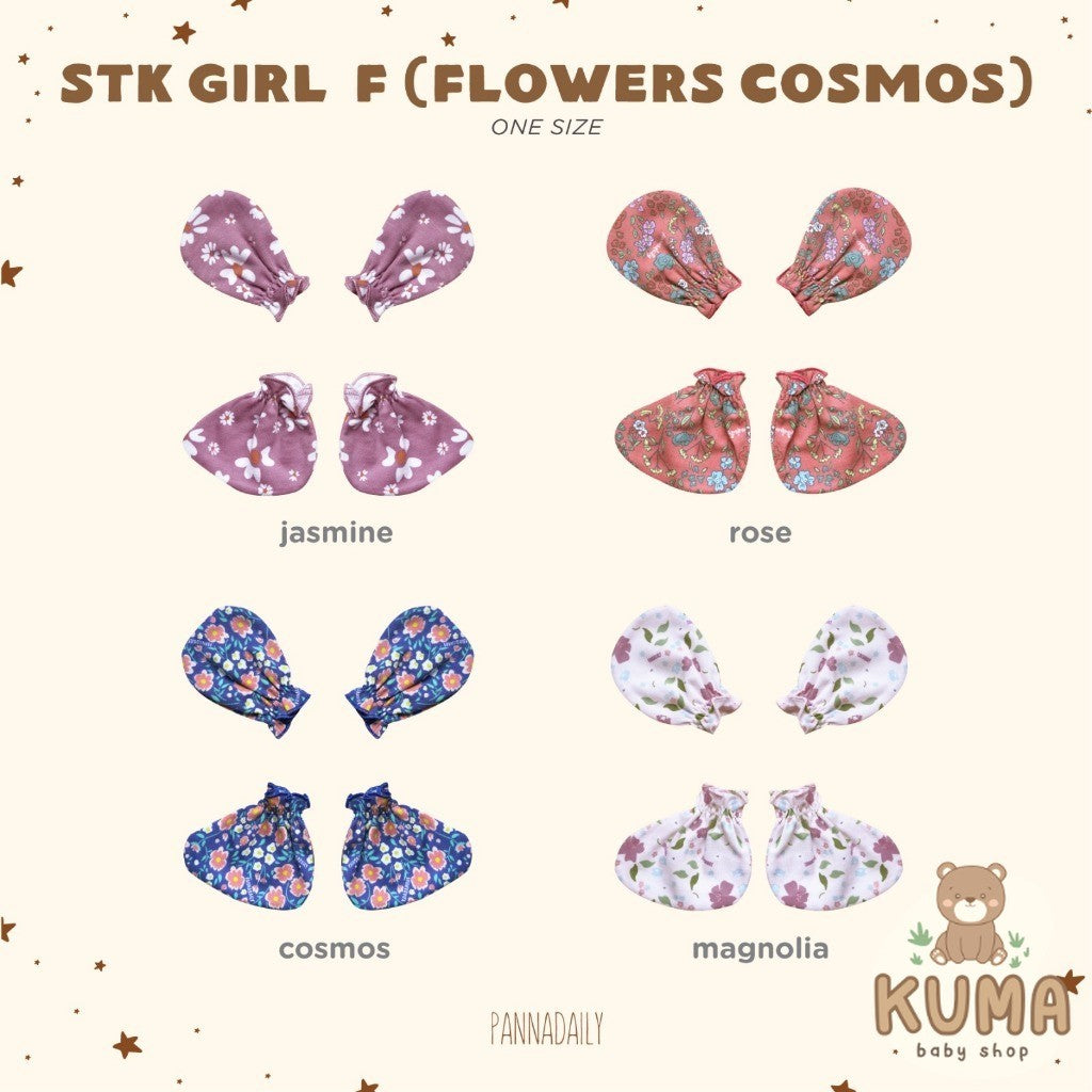 BOHOPANNA - PANNADAILY - STK GIRL PRINT - FLOWERS COSMOS SERIES - Mitten Dan Booties Bayi