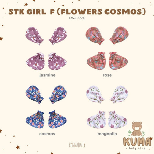 BOHOPANNA - PANNADAILY - STK GIRL PRINT - FLOWERS COSMOS SERIES - Mitten Dan Booties Bayi