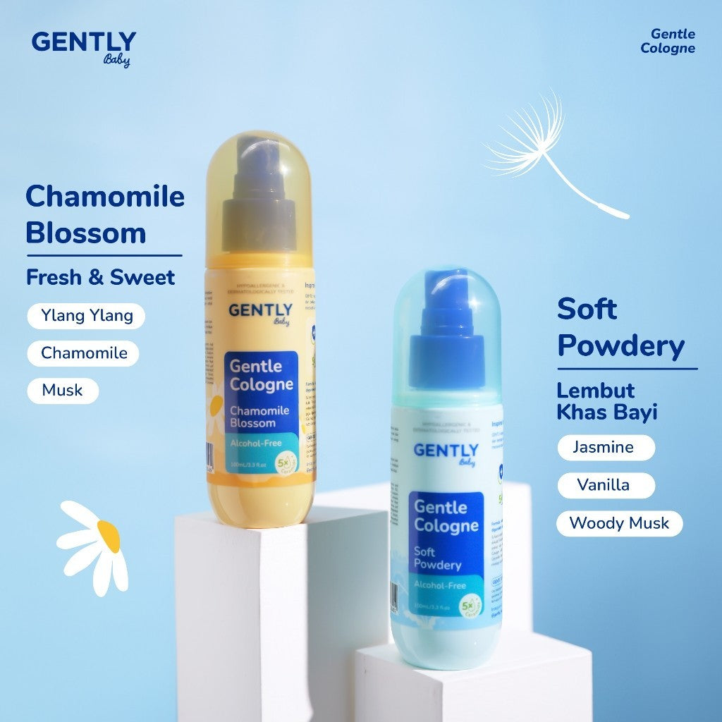 GENTLY Baby Gentle Cologne - Parfum Bayi Non Alkohol - Wangi Parfum Tahan Lama - Newborn & Sensitive-skin Friendly