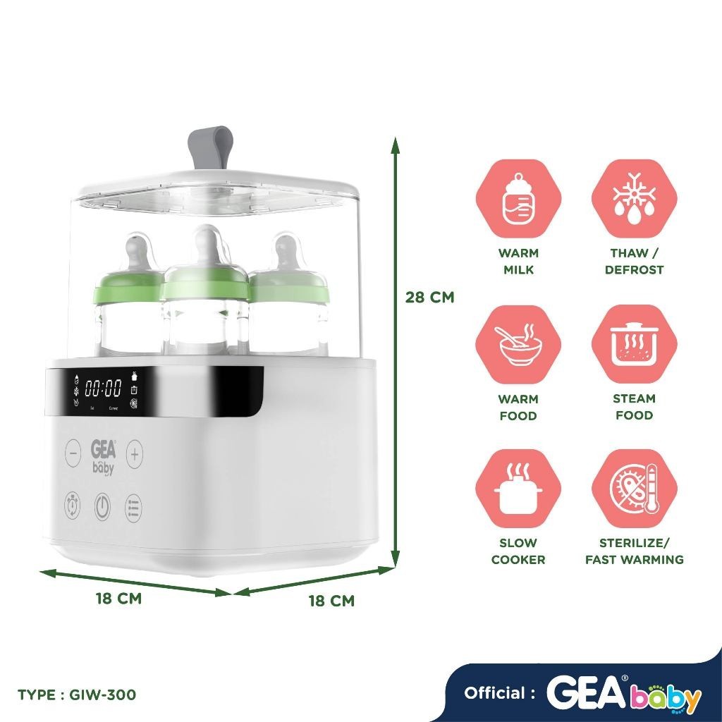 GEA Baby Instant Warmer & Sterilizer GIW-300 Penghangat Asi / Susu Steril botol bayi / Milk & Food Warmer Steamer