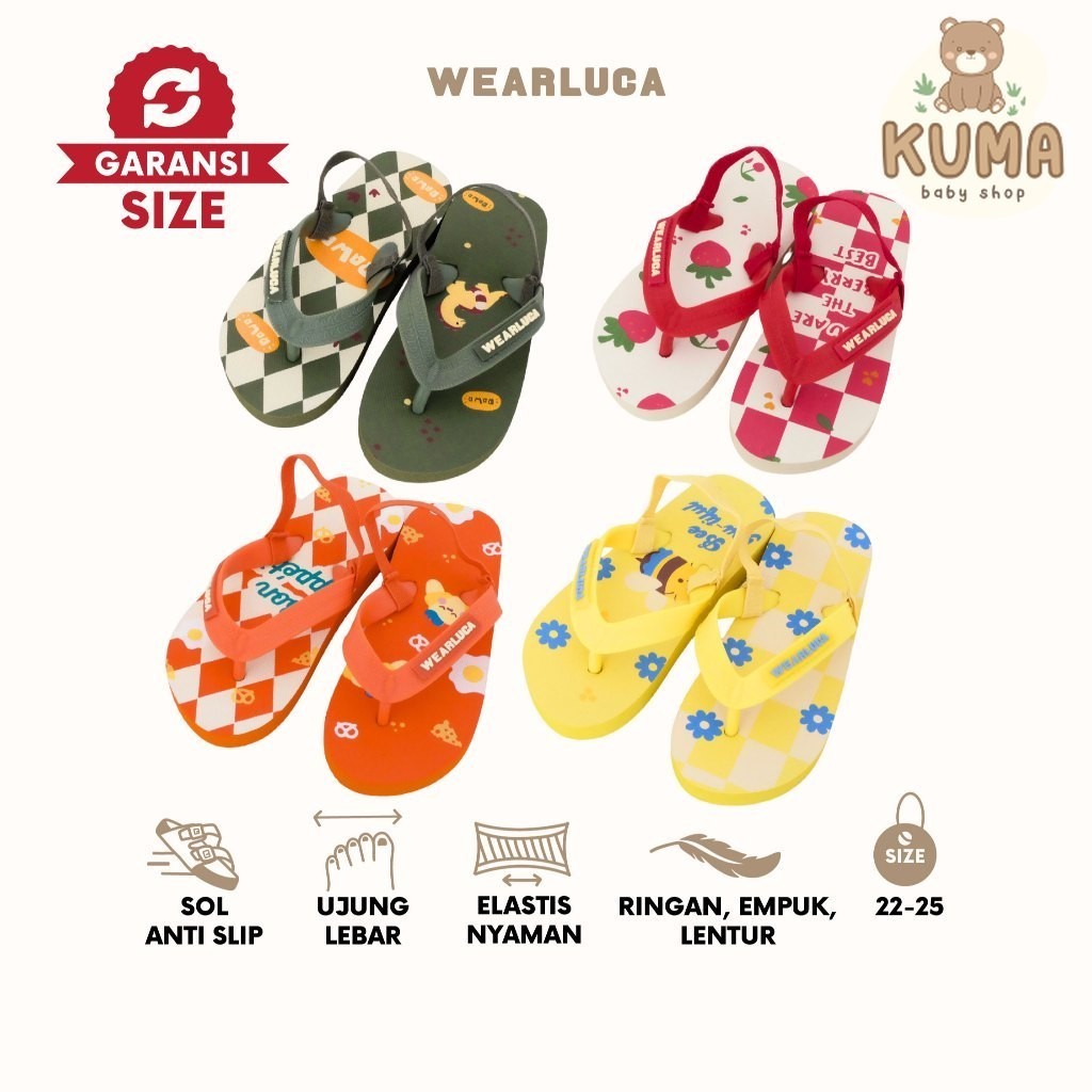 WEARLUCA Riley - Sandal Jepit Anak Laki laki Perempuan Bertali