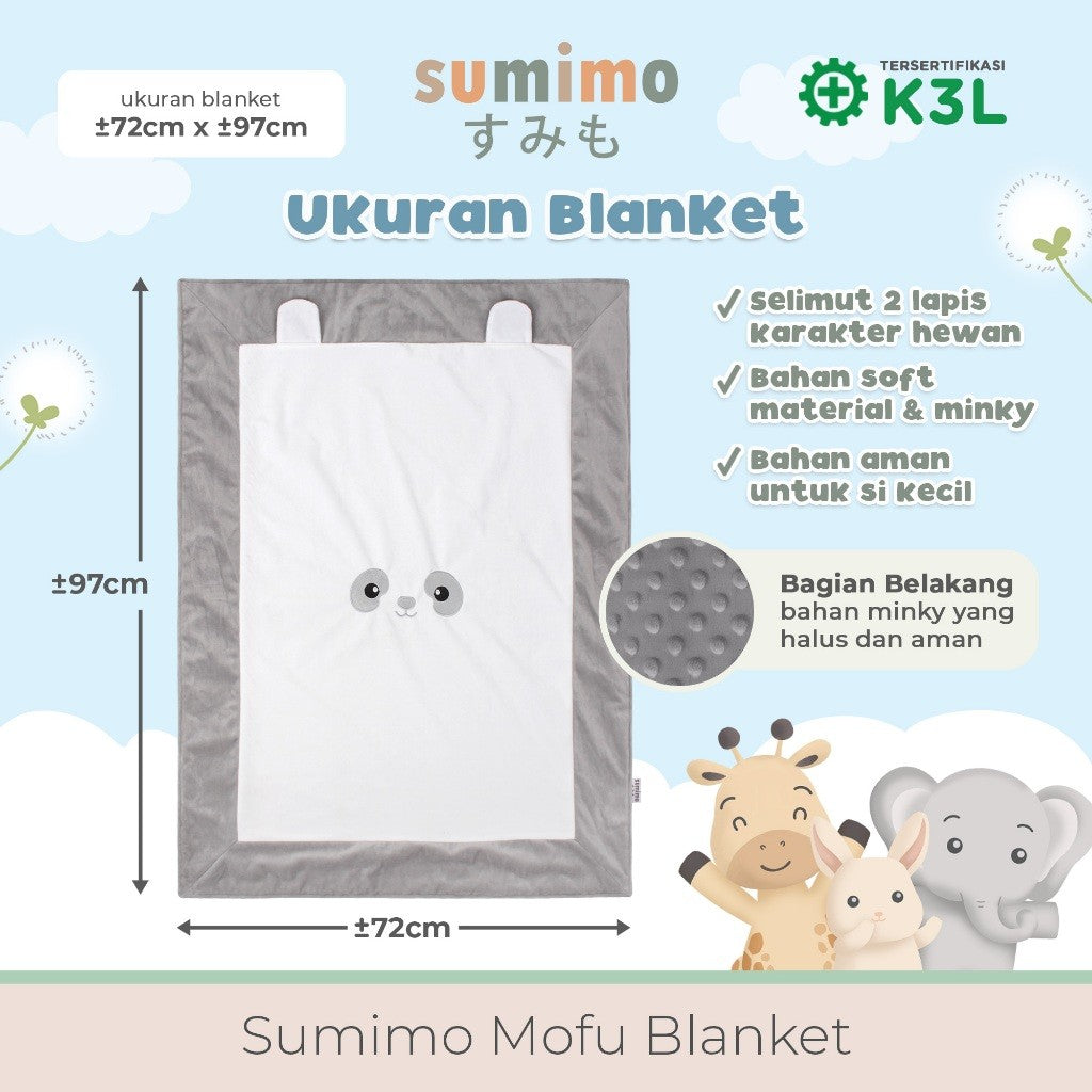 Sumimo Mofu Blanket/Selimut Anak Karakter Hewan Bahan Soft Material Minky