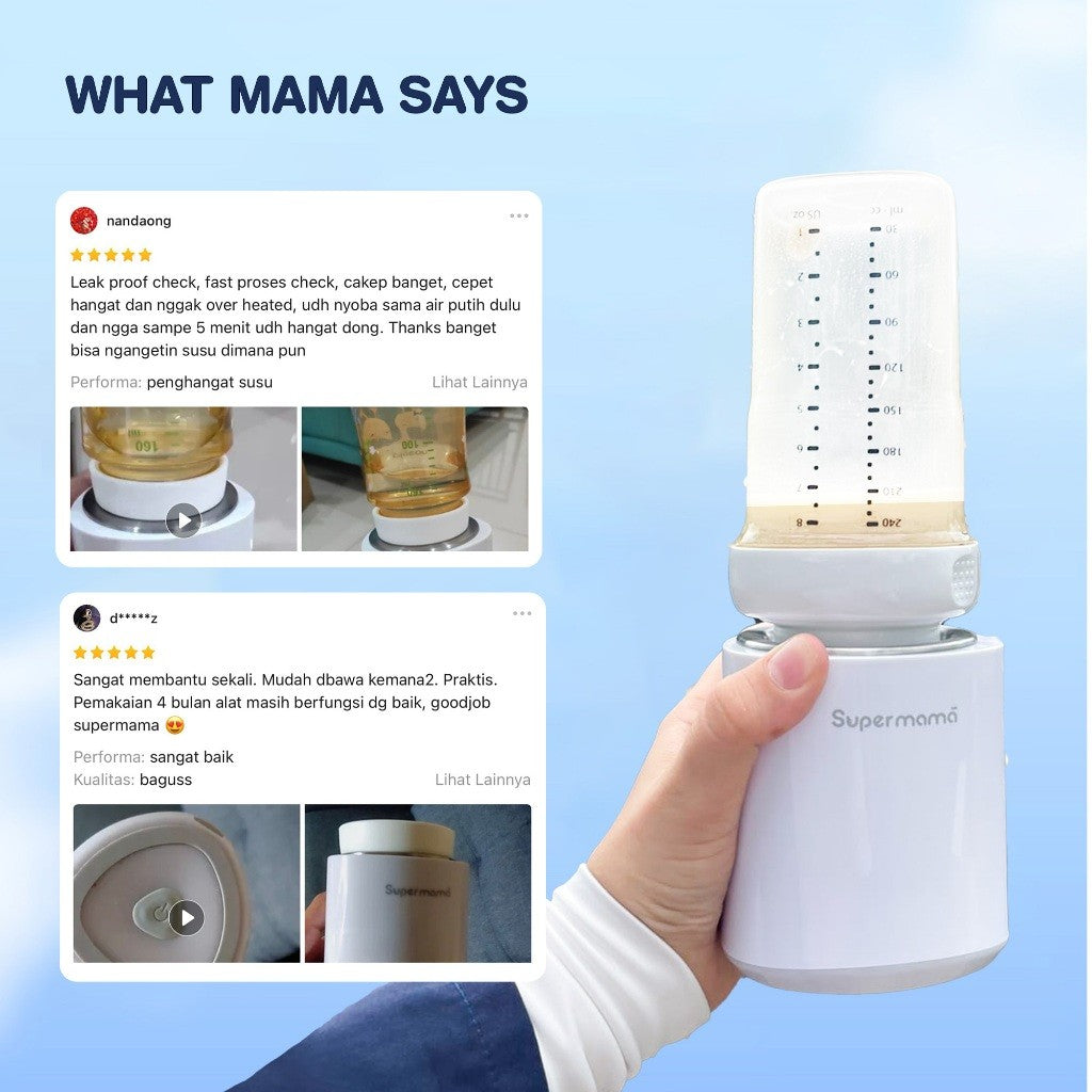 Supermama Lab Portable Milk Warmer | Teknologi Hangat Optimal dan Merata Dalam 2-3 Menit | Pemanas/Penghangat Susu ASI Bayi, Sterilizer Botol Bayi, Dot Bayi | Untuk Asi, Air dan Makanan Cair Bayi | Aman Dipercaya oleh Ibu/Mama diseluruh Asia