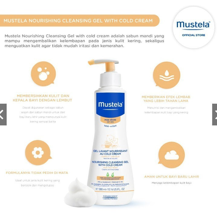 Mustela Nourishing Cleansing Gel with Cold Cream 300 ml Sabun Mandi Bayi Kulit Kering