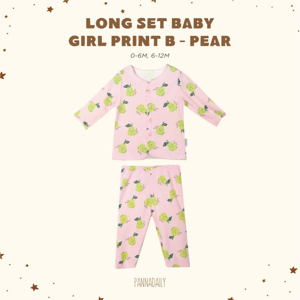 BOHOPANNA - PANNADAILY - LONG SET BABY GIRL PRINT - FRUITS SERIES - Baju Setelan Anak Perempuan