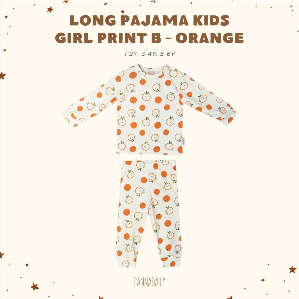 BOHOPANNA - PANNADAILY - LONG SET BABY GIRL PRINT - FRUITS SERIES - Baju Setelan Anak Perempuan