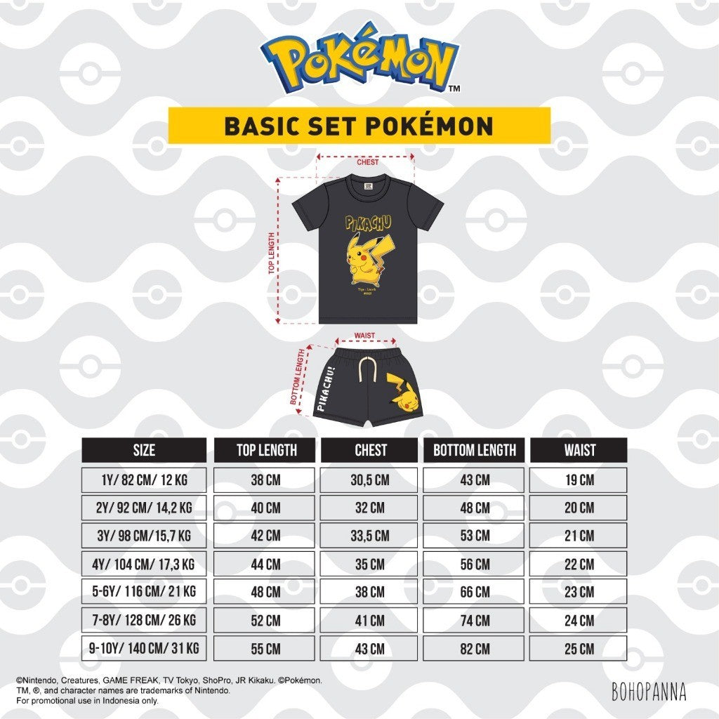 BOHOPANNA | POKÉMON - BASIC SET - Setelan Baju Anak Pokemon