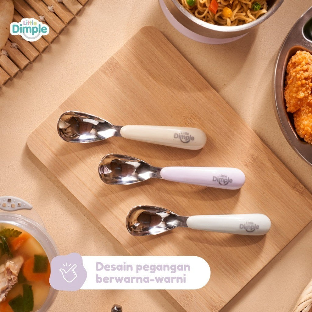 Little Dimple Tiny Grip Spoon With Case Sendok Makan Anak Mpasi