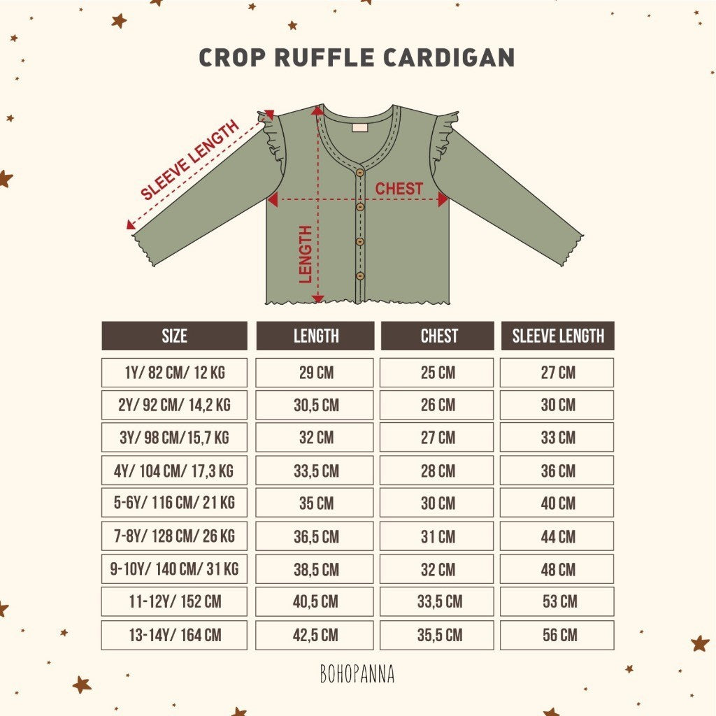 BOHOPANNA - CROP RUFFLE CARDIGAN - Cardigan Anak Perempuan - Atasan Anak Perempuan