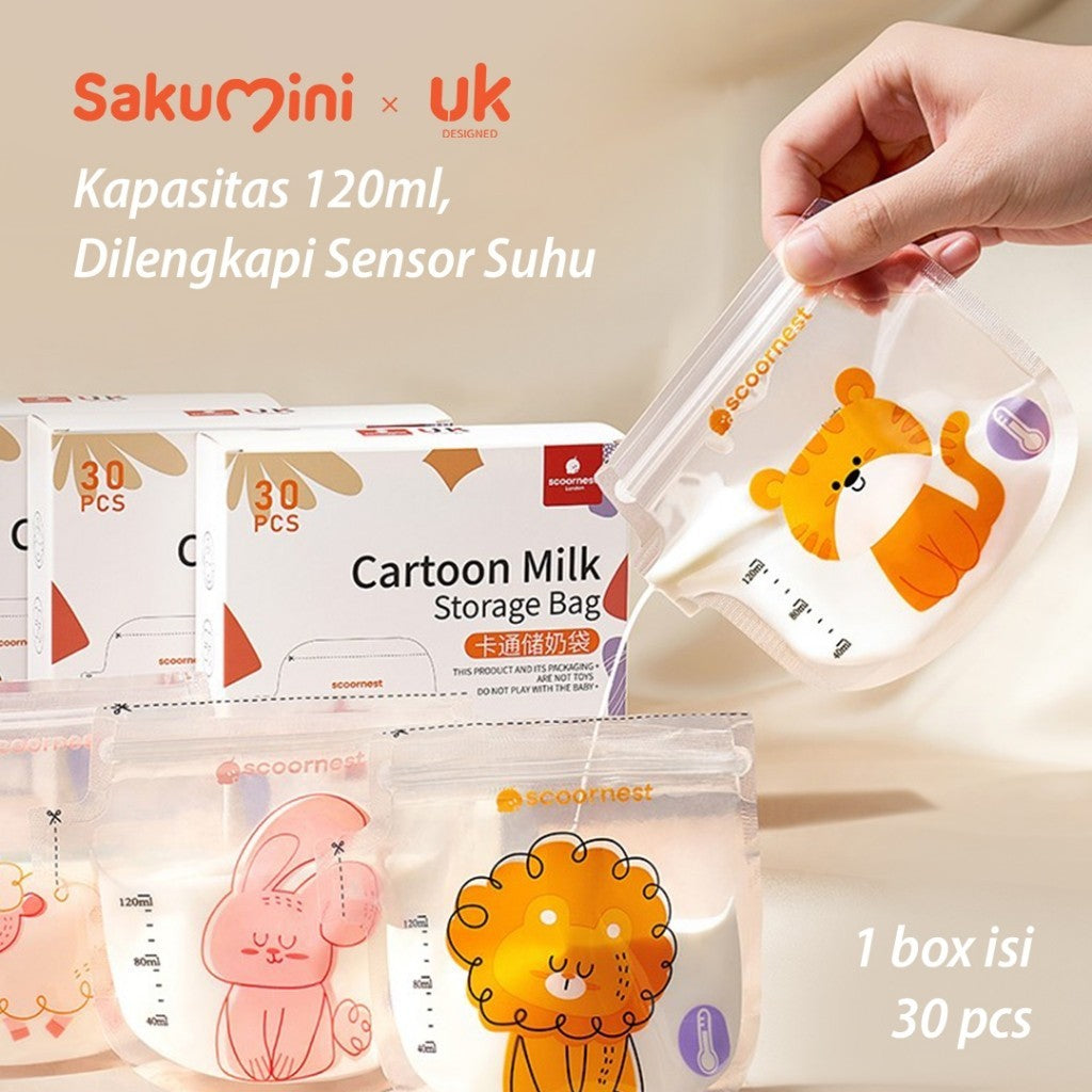 Sakumini Disposable Breastmilk Storage Bag Kantong Asi & Kanton Susu Bubuk Susu Bayi Thermal Sensor Suhu