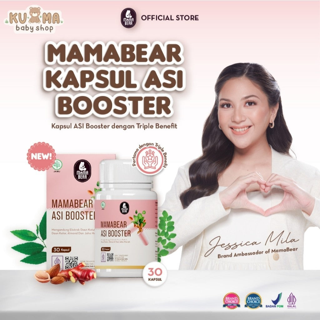 MamaBear Kapsul ASI Booster 30 Kapsul Pelancar dan Peningkat Produksi ASI BPOM Halal Fenugreek FREE