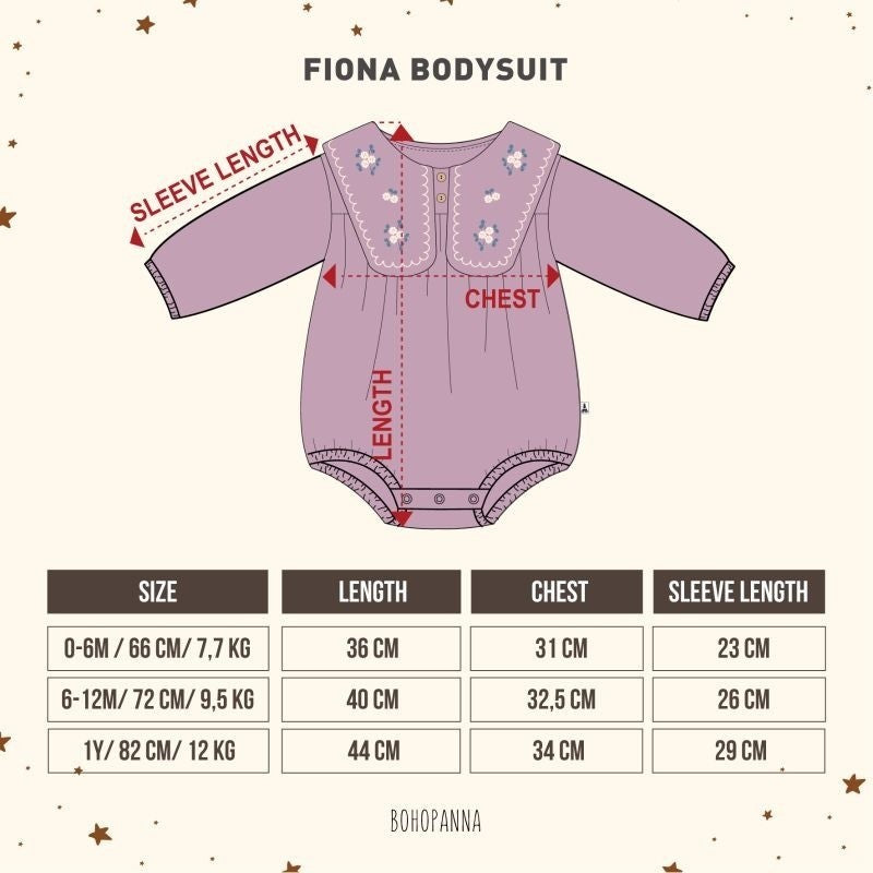 Bohopanna Fiona Bodysuit - Jumper Bayi Perempuan Lengan Panjang