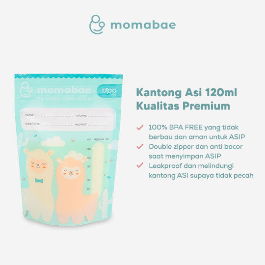 MOMABAE – Kantong ASI 120ML + 20ML Ekstra / Kantong ASI BPA Free / Kantong ASI Sensor Thermal Momabae
