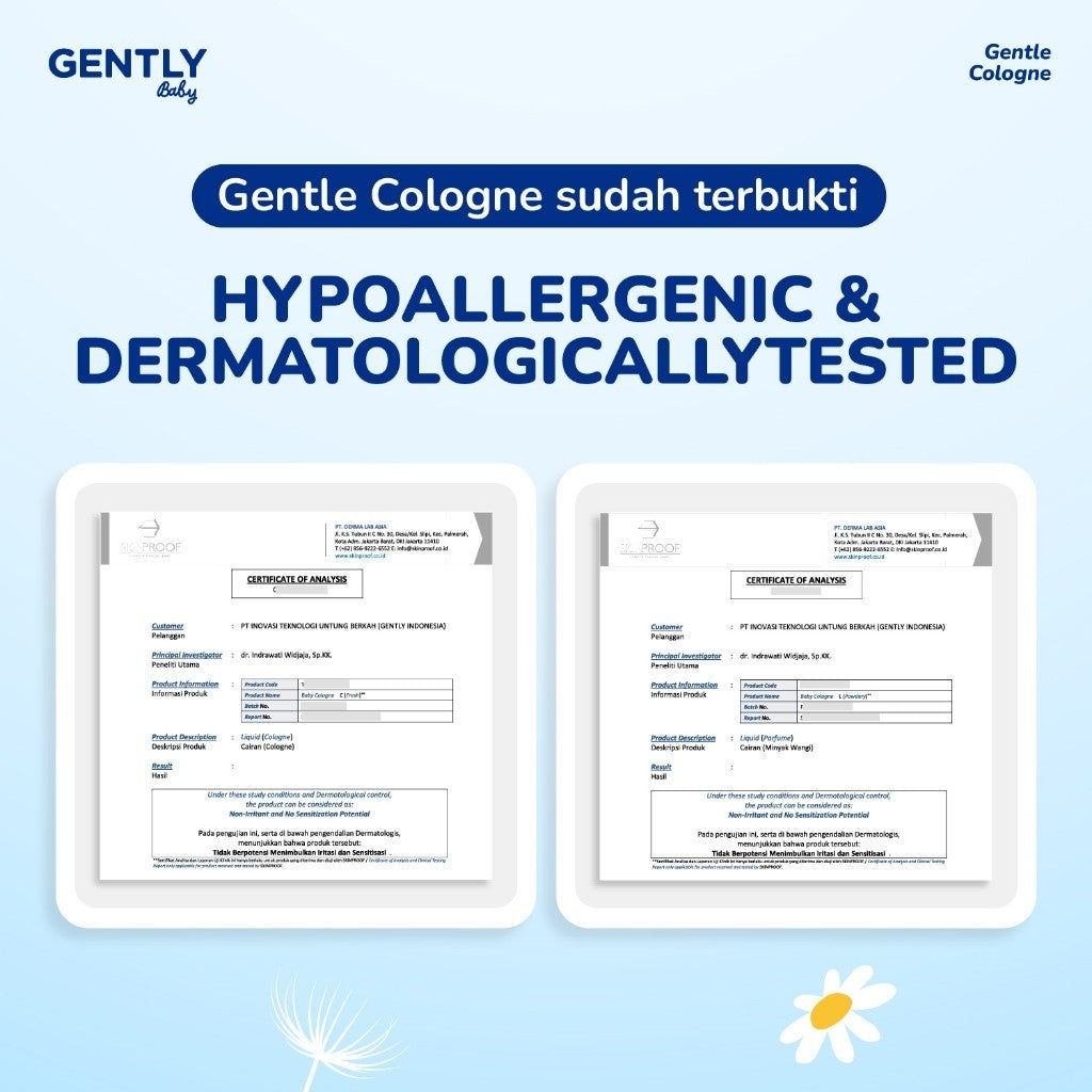 GENTLY Baby Gentle Cologne - Parfum Bayi Non Alkohol - Wangi Parfum Tahan Lama - Newborn & Sensitive-skin Friendly