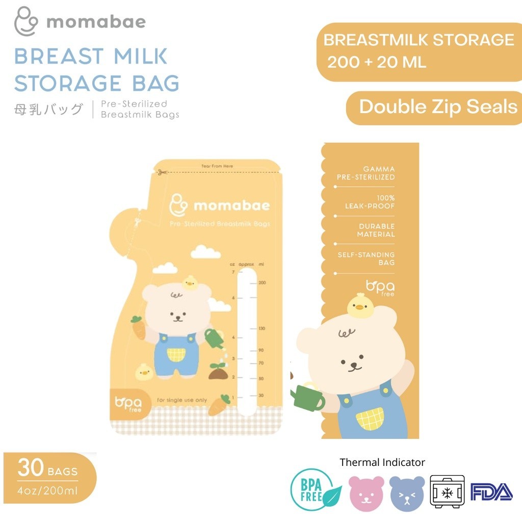 MOMABAE – Kantong ASI 200ML + 20ML Ekstra / Kantong ASI BPA Free / Kantong ASI Sensor Thermal Momabae
