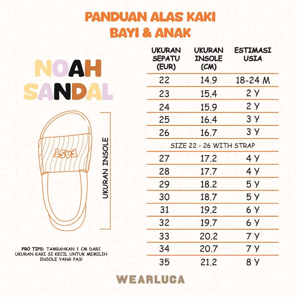 WEARLUCA Noah - Sepatu Sandal Slip On Anak Laki laki Perempuan