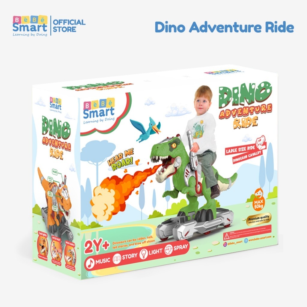 BEBE SMART Dino Adventure Ride On / Dinosaurus Bisa Dinaiki / Mainan Dino / Mainan Anak