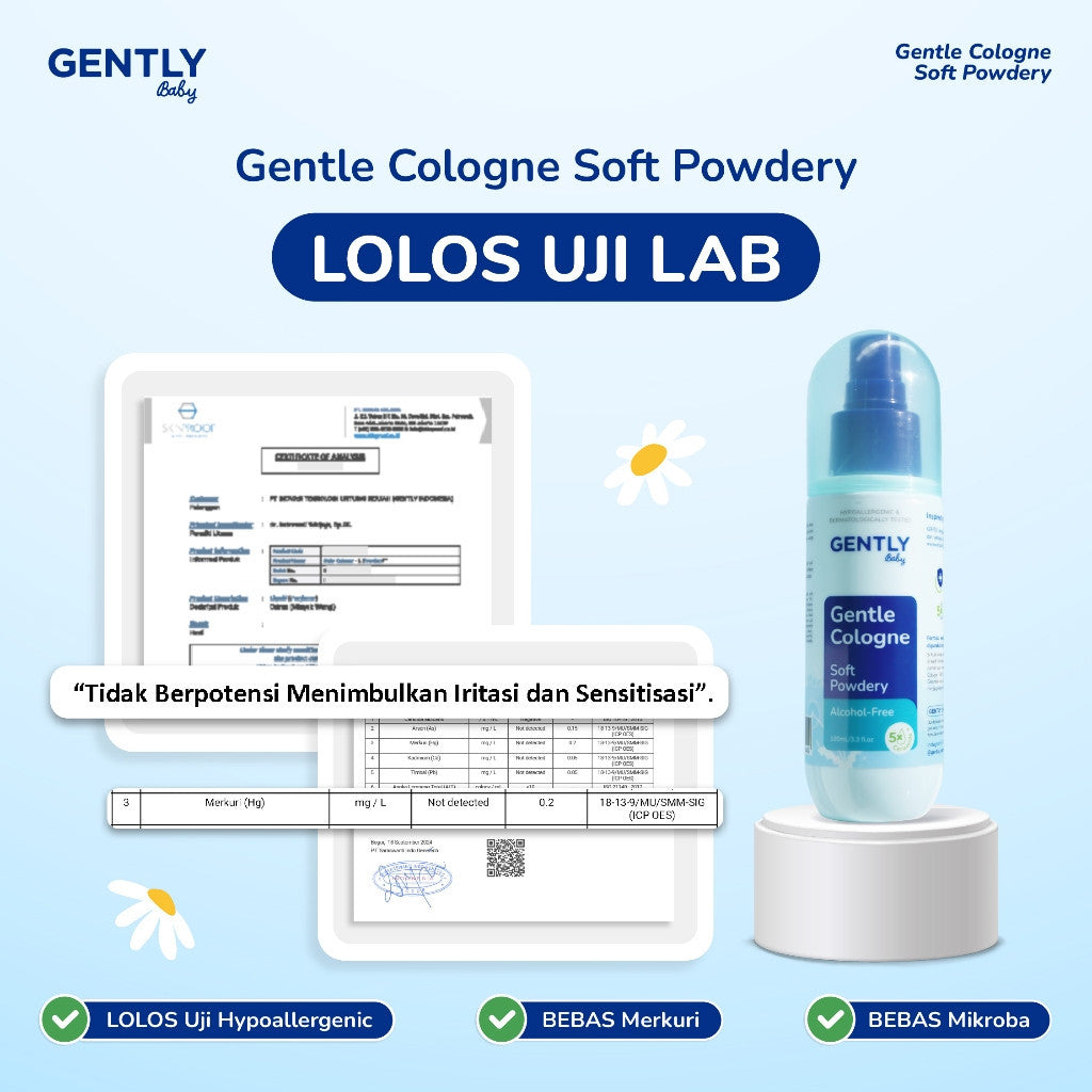 GENTLY Baby Gentle Cologne - Parfum Bayi Non Alkohol - Wangi Parfum Tahan Lama - Newborn & Sensitive-skin Friendly