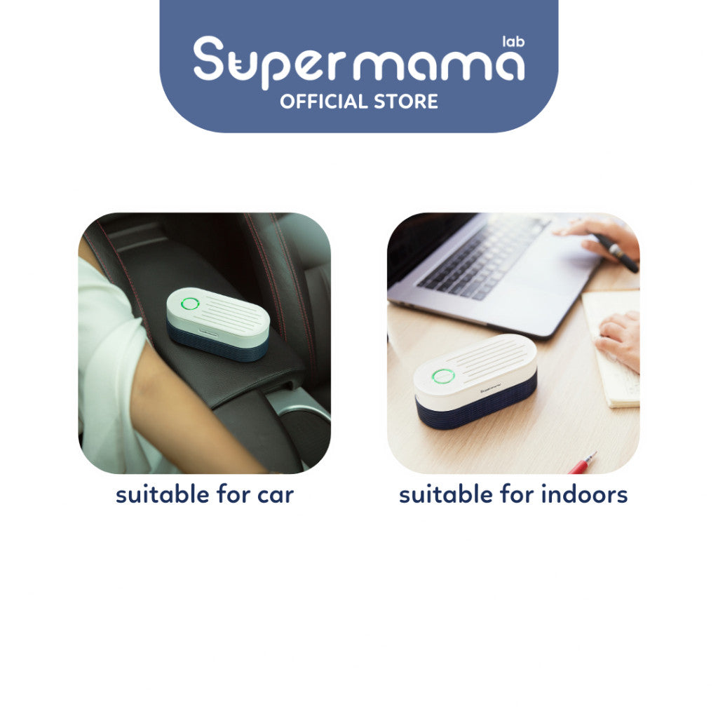Air Purifier Portable Untuk Stroller Bayi | Pembersih Udara - Teknologi Filter HEPA-13 Dirancang Khusus Aman untuk Bayi & Keluarga Baik di Dalam Maupun di Luar Ruangan | Supermama Lab AirPury