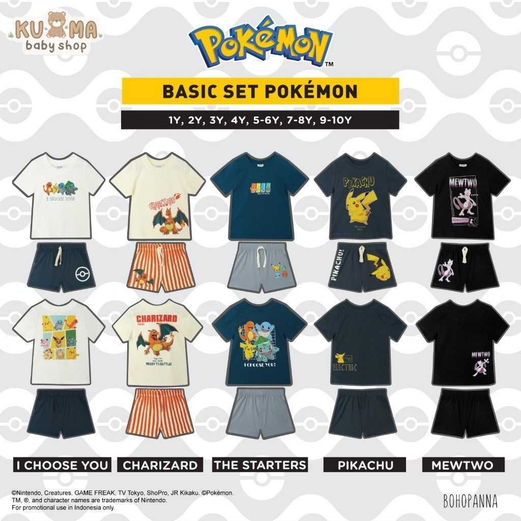 BOHOPANNA | POKÉMON - BASIC SET - Setelan Baju Anak Pokemon