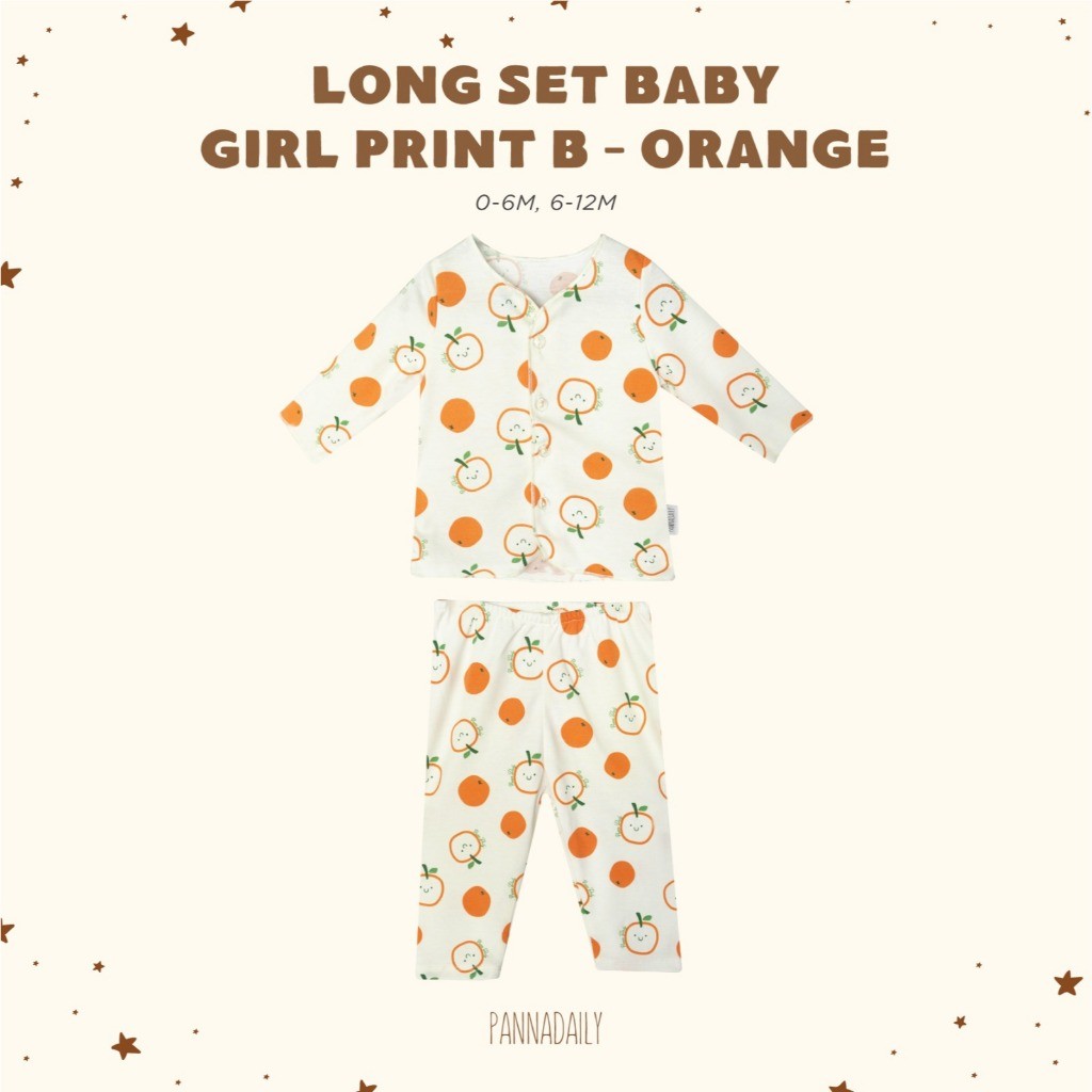 BOHOPANNA - PANNADAILY - LONG SET BABY GIRL PRINT - FRUITS SERIES - Baju Setelan Anak Perempuan
