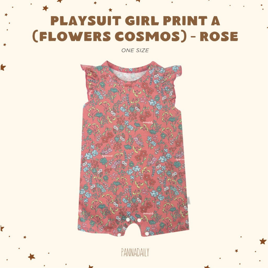 BOHOPANNA - PANNADAILY - PLAYSUIT GIRL PRINT - FLOWERS COSMOS SERIES - Jumper Bayi Perempuan