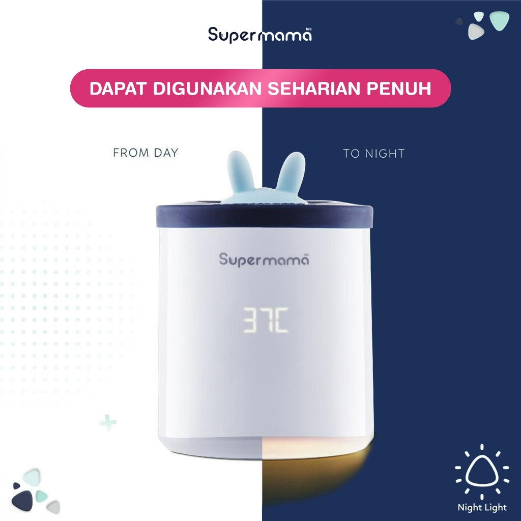 Supermama Lab Portable Milk Warmer | Teknologi Hangat Optimal dan Merata Dalam 2-3 Menit | Pemanas/Penghangat Susu ASI Bayi, Sterilizer Botol Bayi, Dot Bayi | Untuk Asi, Air dan Makanan Cair Bayi | Aman Dipercaya oleh Ibu/Mama diseluruh Asia