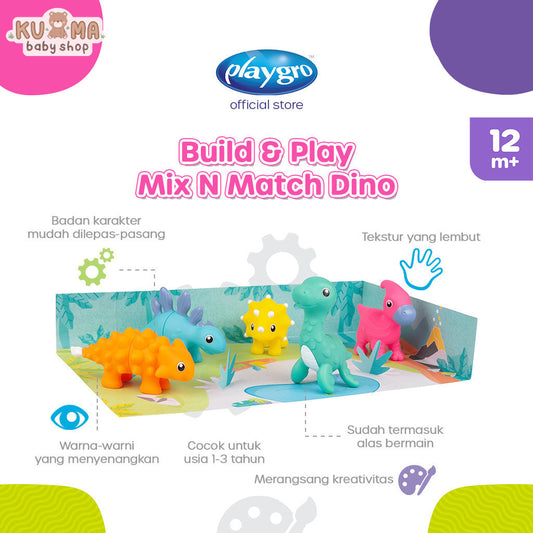 Playgro Build and Play Mix and Match Dino - Mainan Edukasi Anak